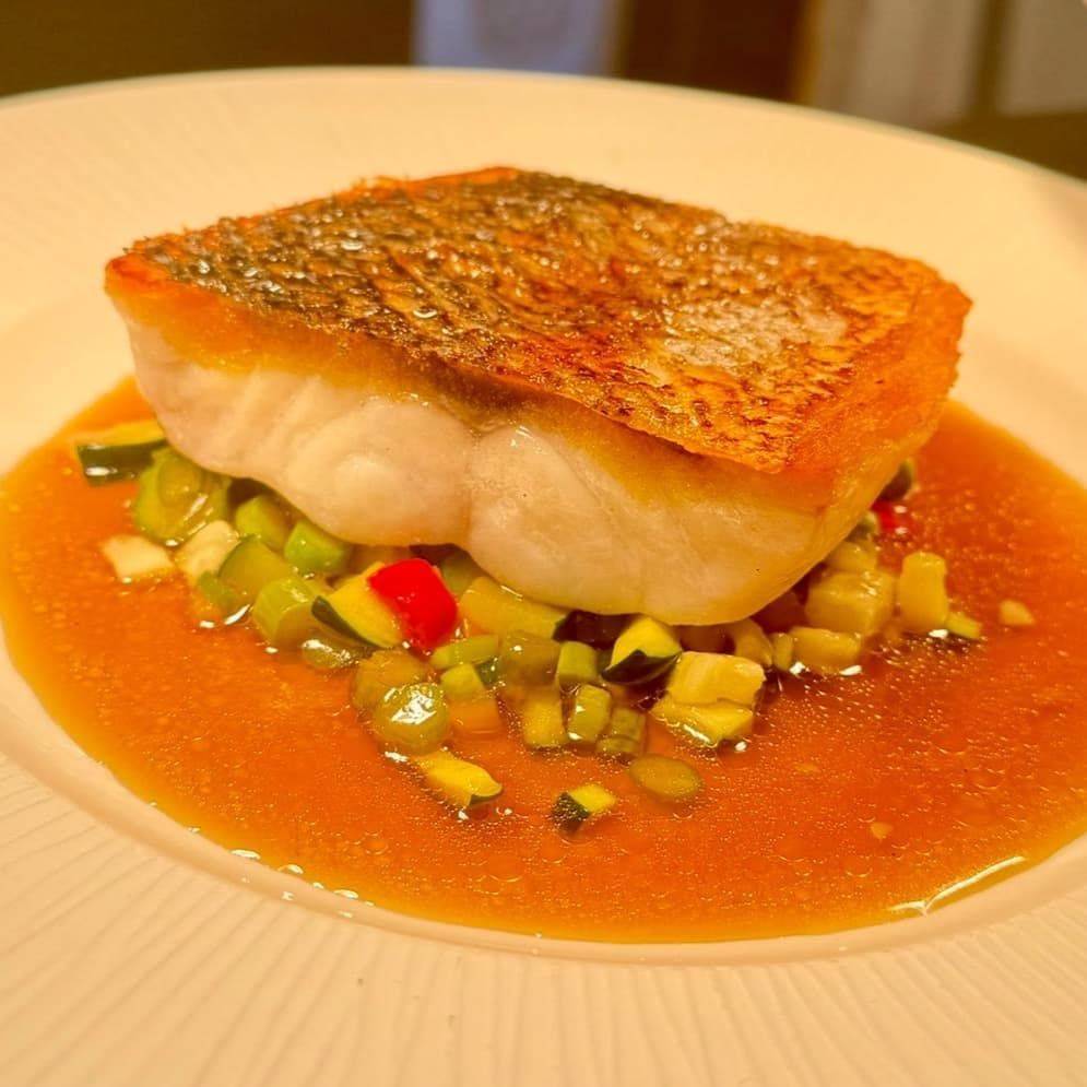 Pan-fried sea bass with ratatouille