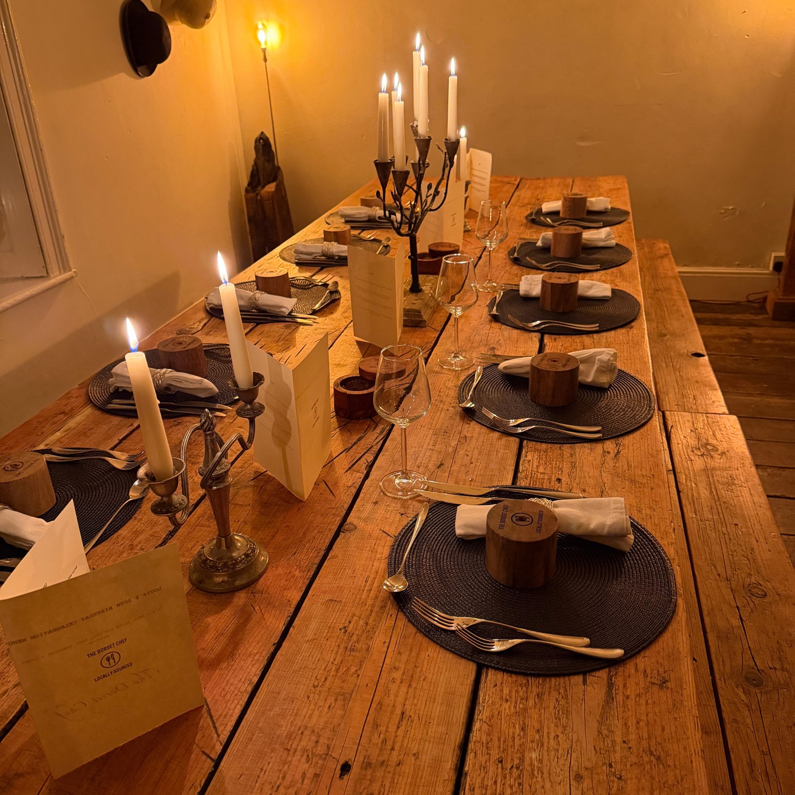 Private dining table set for guests